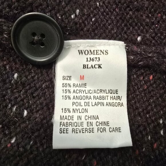 Woolrich Black Speckled Angora Blend Tulip Hem Hooded Sweater Vest Sz M - Picture 7 of 8